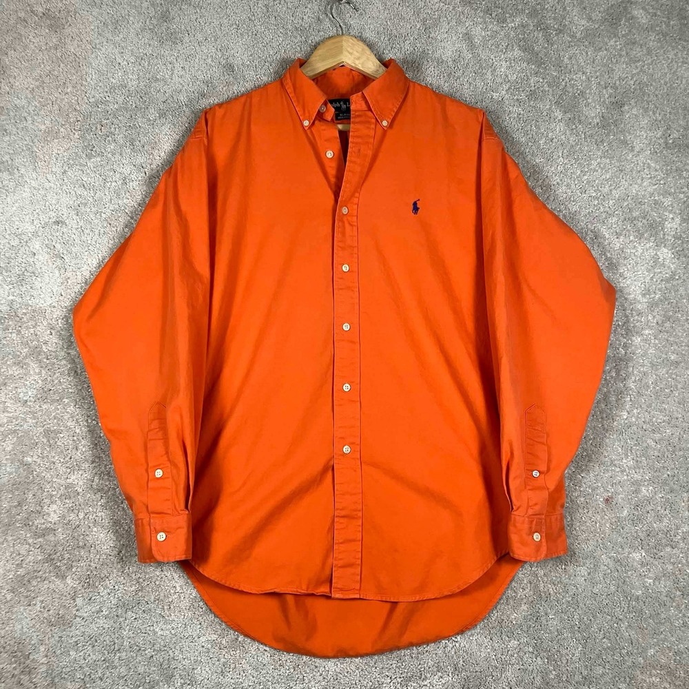 Vtg Ralph Lauren Button Down Shirt Lot 2 Mens M Orange Blaire Blake Long Sleeve - Picture 2 of 16